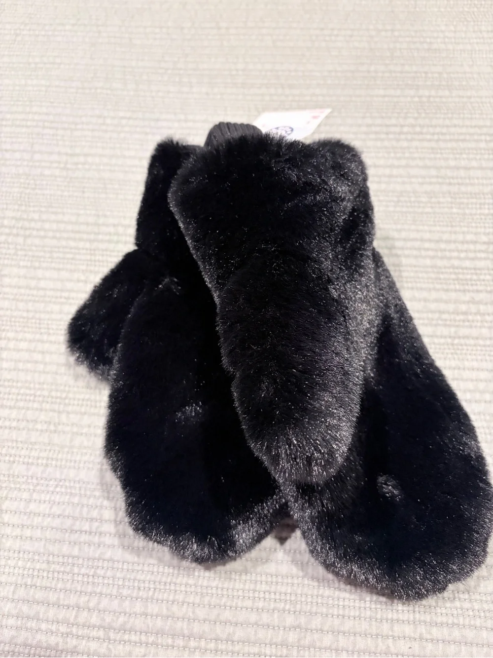 Black Faux Fur Mittens - Plush Winter Gloves NWT
